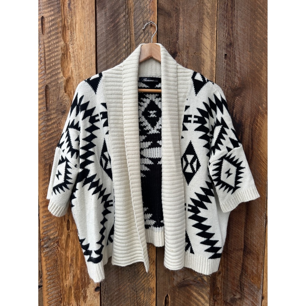 Banana USA Southwestern Aztec‎ Knit Cardigan Womens M L Boho Western Y2K